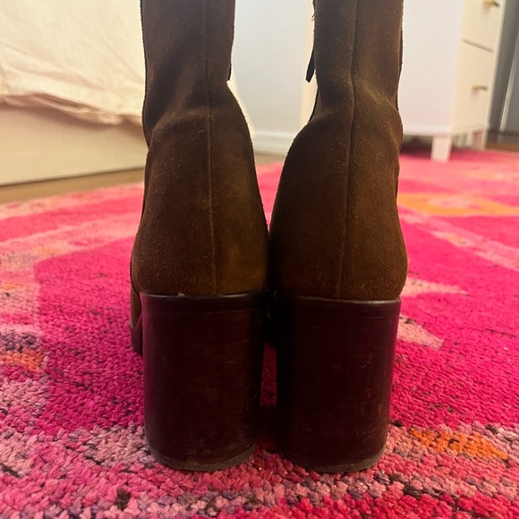 Zara brown suede heeled ankle booties sz 40 - Picture 5 of 6